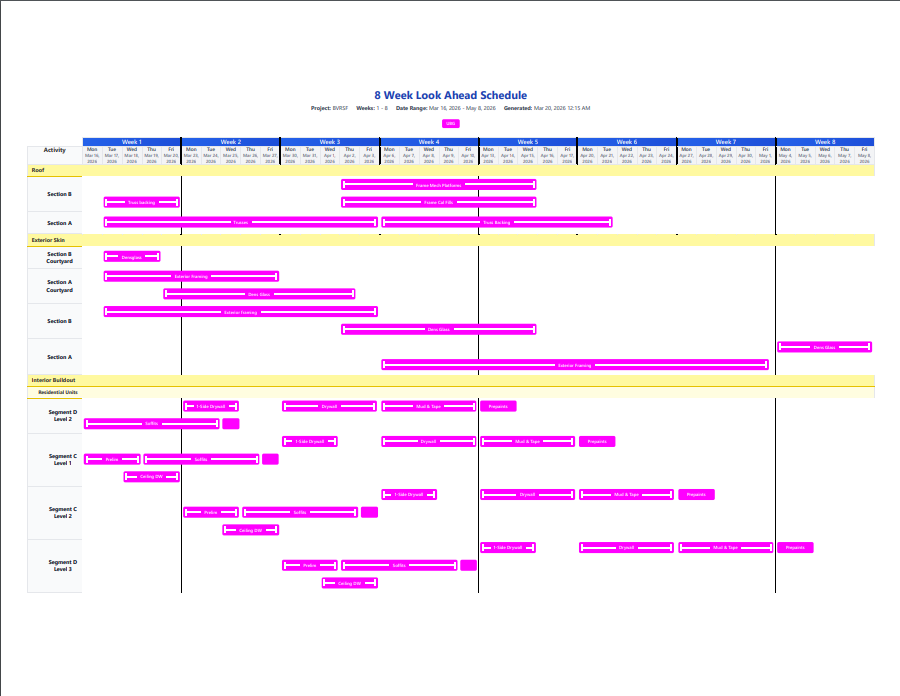 LookAheadWall 8-week schedule preview